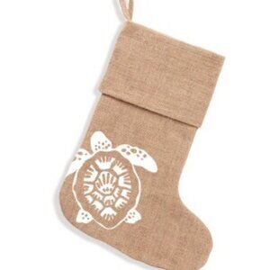 Burlap Turtle Christmas Stocking, New with Tags